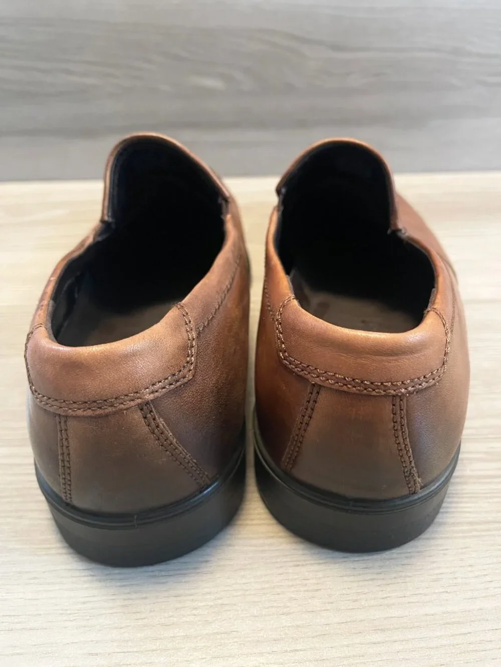 ECCO Men's Brown Leather Slip On Loafers Dress Comfort Shoes Size 11 EU 45